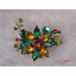 Vintage Multicolored Rhinestone Brooch #1311069