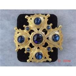 Vintage Blue Glass Cabachon Maltese Cross#1311070