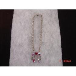 Designer Quality Red Clear Rhinestone Necklace#1311075