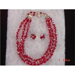 Three Strand Red Aurora Borealis Crystal#1311077