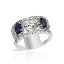 Natural 1.76 CTW Sapphire & Diamond Ring 14K White Gold - REF-107N3Y