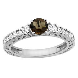 1.35 CTW Quartz & Diamond Ring 14K White Gold - REF-79R5H