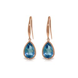 Genuine 5 ctw Blue Topaz Earrings 14KT Rose Gold - REF-35N2R