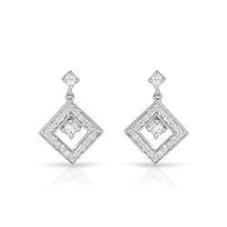 Natural 0.50 CTW Diamond Earrings 14K White Gold - REF-58F5M