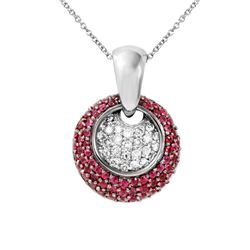 Natural 1.64 CTW Ruby & Diamond Necklace 14K White Gold - REF-100N8Y
