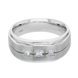 Natural 0.33 CTW Princess Diamond Ring 14K White Gold - REF-170T3X
