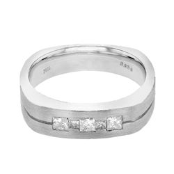 Natural 0.41 CTW Princess Diamond Ring 14K White Gold - REF-135T9X