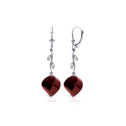 Genuine 30.52 ctw Ruby & Diamond Earrings 14KT White Gold - REF-66T2A