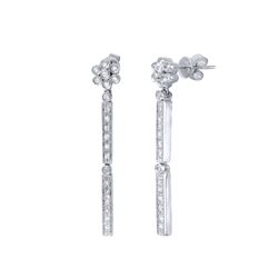 Natural 0.60 CTW Diamond Earrings 14K White Gold - REF-89K3R