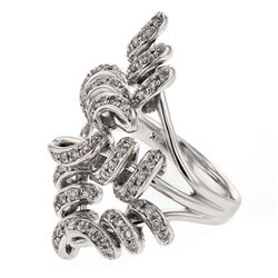 Natural 0.71 CTW Diamond Ring 14K White Gold - REF-122N4Y