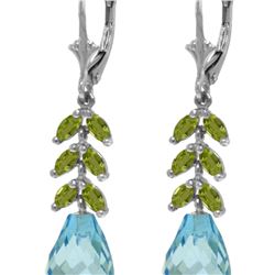 Genuine 11.20 ctw Blue Topaz & Peridot Earrings 14KT White Gold - REF-56F2Z