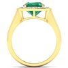 Image 2 : Natural 2.48 CTW Zambian Emerald & Diamond Ring 14K Yellow Gold - REF-108X7K