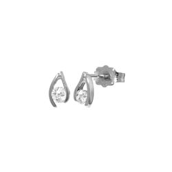 Genuine 0.20 ctw Diamond Anniversary Earrings 14KT White Gold - REF-41F2Z