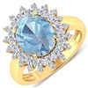 Natural 3.49 CTW Aquamarine & Diamond Ring 14K Yellow Gold - REF-135H5M