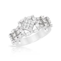 Natural 1.29 CTW Marquise & Diamond Ring 14K White Gold - REF-160F2M