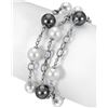 Image 1 : Natural 58.61 CTW Freshwater Pearl & Diamond Bracelet 18K White Gold - REF-285K3R