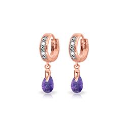 Genuine 1.37 ctw Amethyst & Diamond Earrings 14KT Rose Gold - REF-34A3K