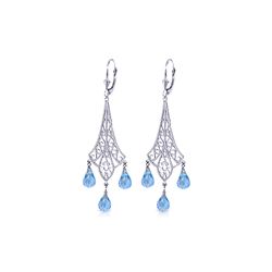 Genuine 4.8 ctw Blue Topaz Earrings 14KT White Gold - REF-56K9V