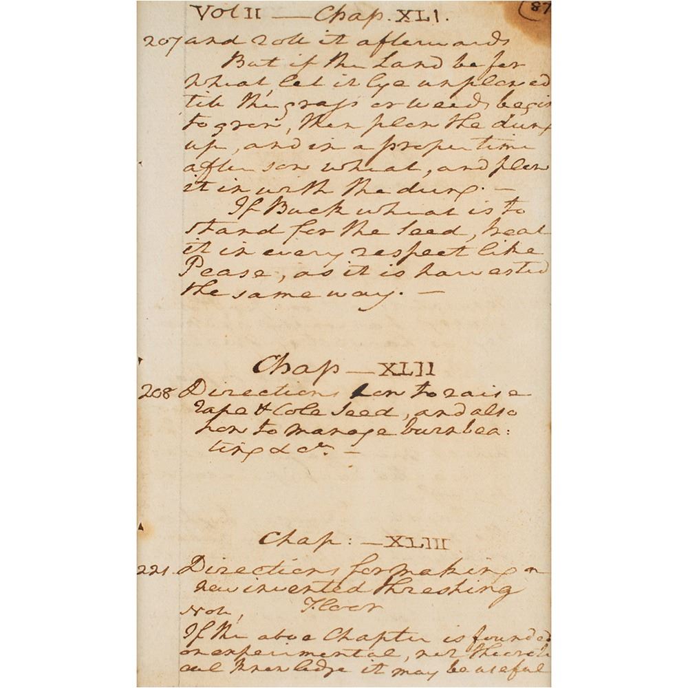 George Washington Handwritten Notes on Farming