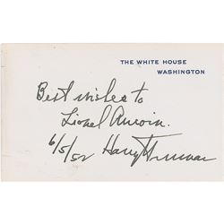 Harry and Bess Truman Signed White House Cards