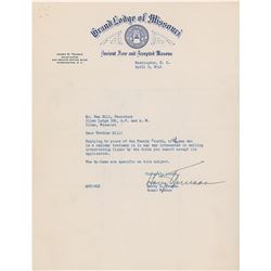 Harry S. Truman Typed Letter Signed