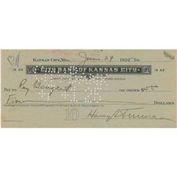 Harry S. Truman Signed Check