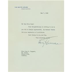 Harry S. Truman Typed Letter Signed
