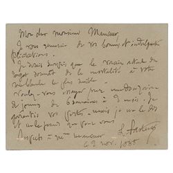 Louis Pasteur Autograph Letter Signed