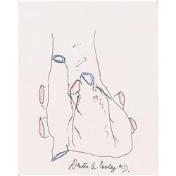 Denton Cooley Signed Sketch