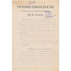Benito Mussolini and Vittorio Emanuele III Document Signed