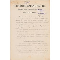 Benito Mussolini and Vittorio Emanuele III Document Signed