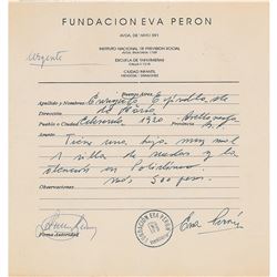 Eva Peron Autograph Document Signed