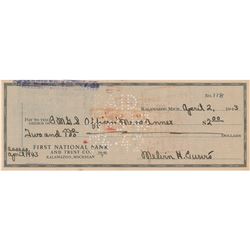 Melvin Purvis Signed Check