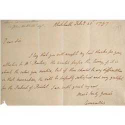 Charles Cornwallis Autograph Letter Signed