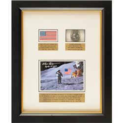 Dave Scott Signed Flown Flag and Robbins Medal Display