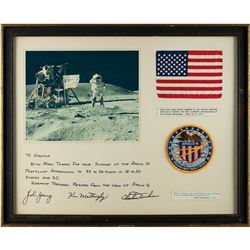 Apollo 16 Signed Flown Flag