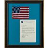 Image 1 : Apollo 17 Flown Flag with Gene Cernan Typed Letter Signed