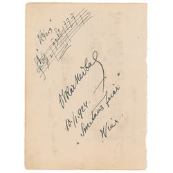 Oskar Nedbal Autograph Musical Quotation Signed