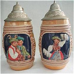 German Handgemall Lidded Beer Steins #1279386