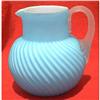 Image 1 : 1800S-1900S BLUE SWIRL SATIN ART GLASS PITCHER #1279457