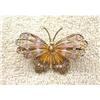 Image 1 :  STERLING SPUN SILVER ENAMELED GOLD BUTTERFLY #1279484