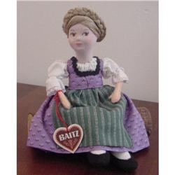 Doll Austria Baitz Cloth Face  Sitting On Log #1279614