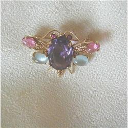 60's OLD GUMPS 14K/AMETHYST BUG PIN #1287083