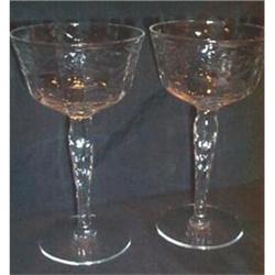 Eight Cut Glass Cornflower Optic Wine Goblets #1287128