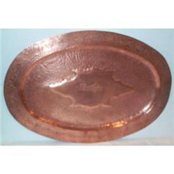 Solid Copper Hand Hammered Oval Tray #1287129