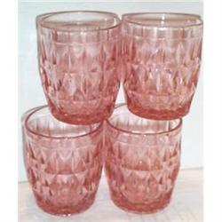 Four Pink Windsor Depression Juice Tumblers #1287130