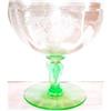 Image 1 : Tiffin Green Stem Crystal Bowl Etched Compote #1287134