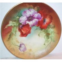 HP Limoges Poppy Plate, Artist Signed #1287149