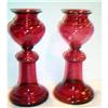 Image 1 : Hand Blown Pair Monumental Cranberry Vases #1287414