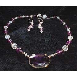 Vintage Bead/Pendant Necklace/ Earring Set #1305890